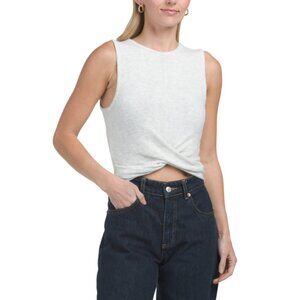 LA BIZ Grey Twist Front Tank Top